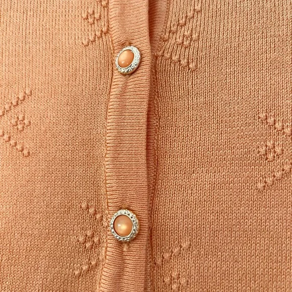 Orange Button-Up Cardigan with subtle pattern - Picture 4 of 7